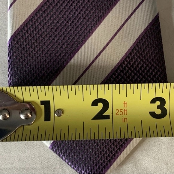 Zen For Men Rich Purple Striped Silk Blend Handmade Tie Summer Wedding Preppy - Picture 6 of 6